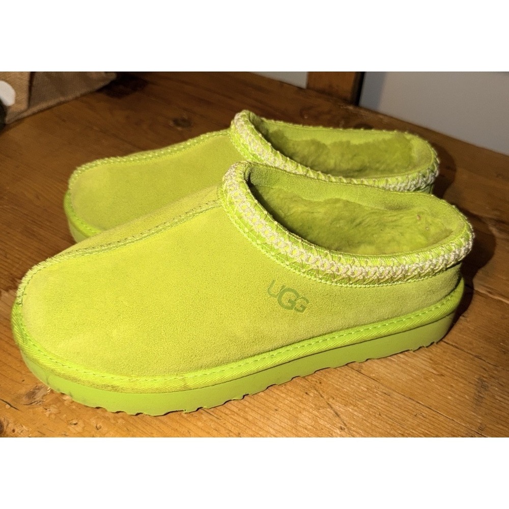UGG TASMAN Sheepskin Suede Slippers - Lime Green - S/N 5950 Womens Size 9